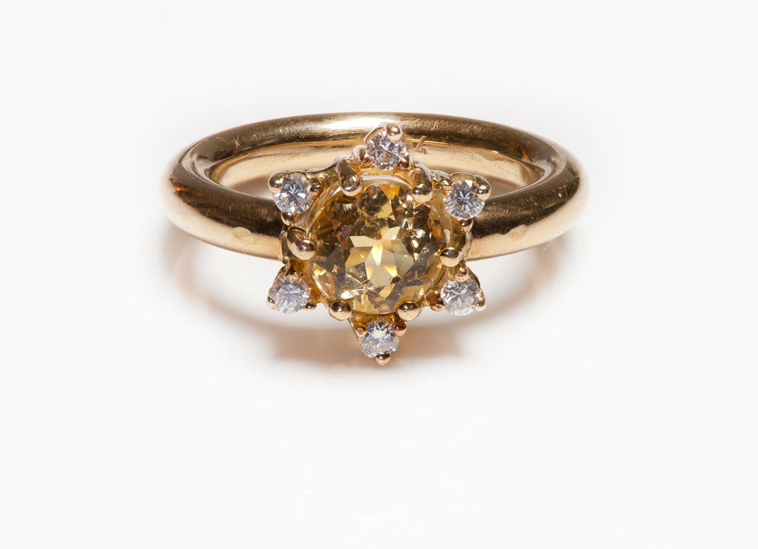 Vintage 18K Gold Yellow Sapphire Diamond Ring