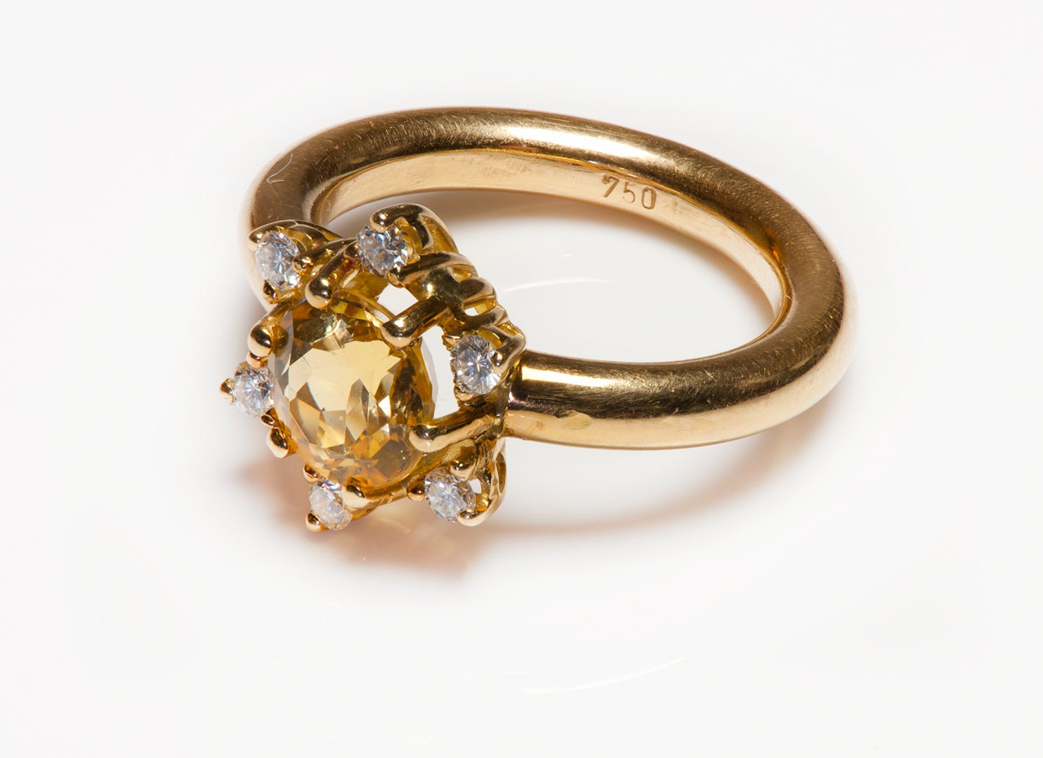 Vintage 18K Gold Yellow Sapphire Diamond Ring