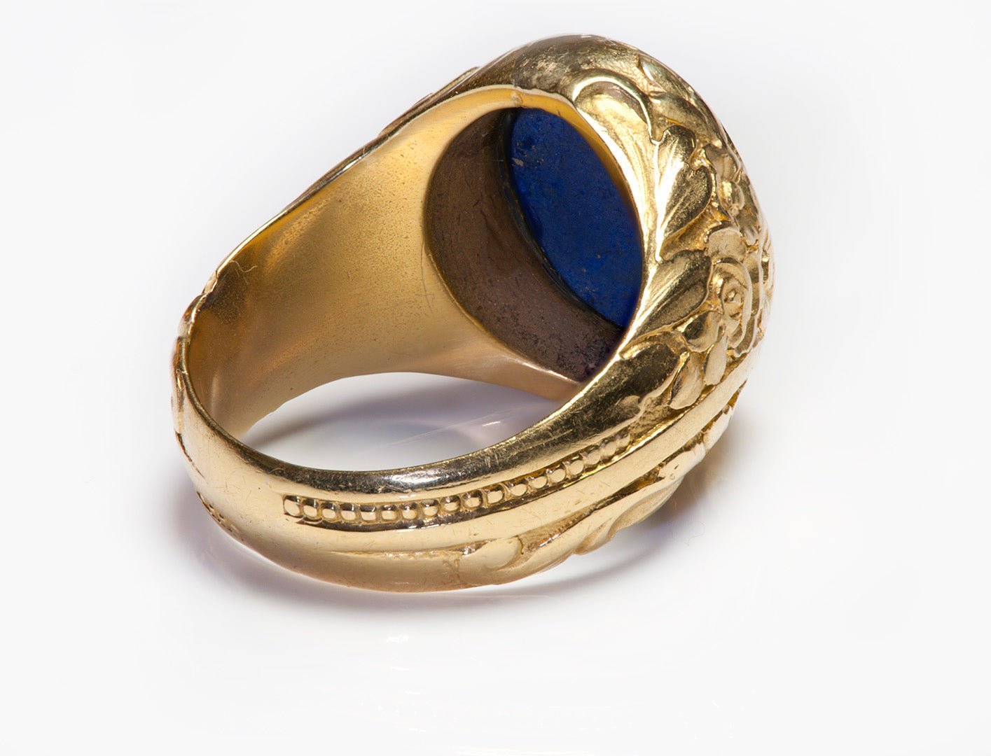 Vintage 18K Yellow Gold Lapis Men's Ring