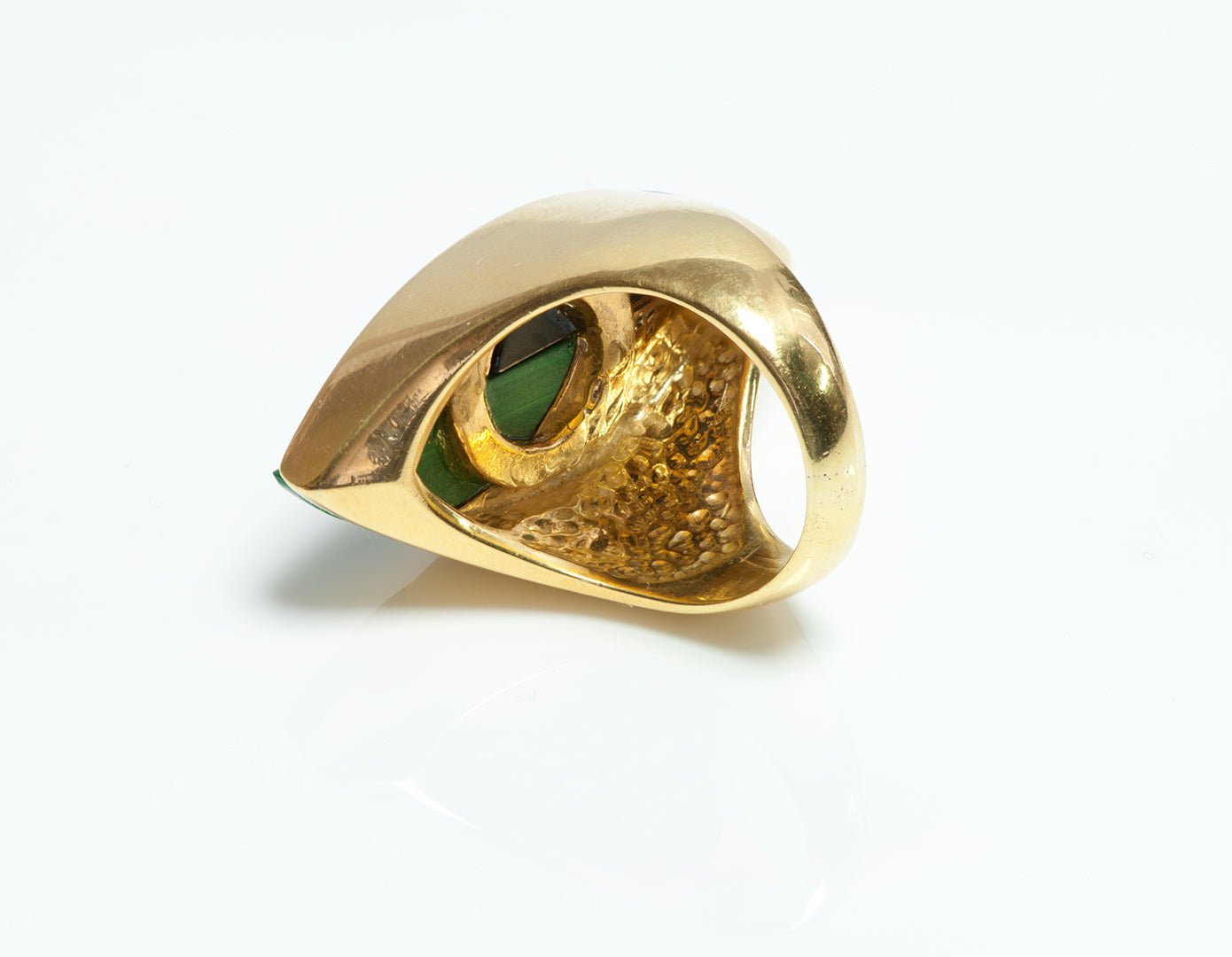 Vintage 18K Yellow Gold Marquise Shape Onyx & Malachite Ring