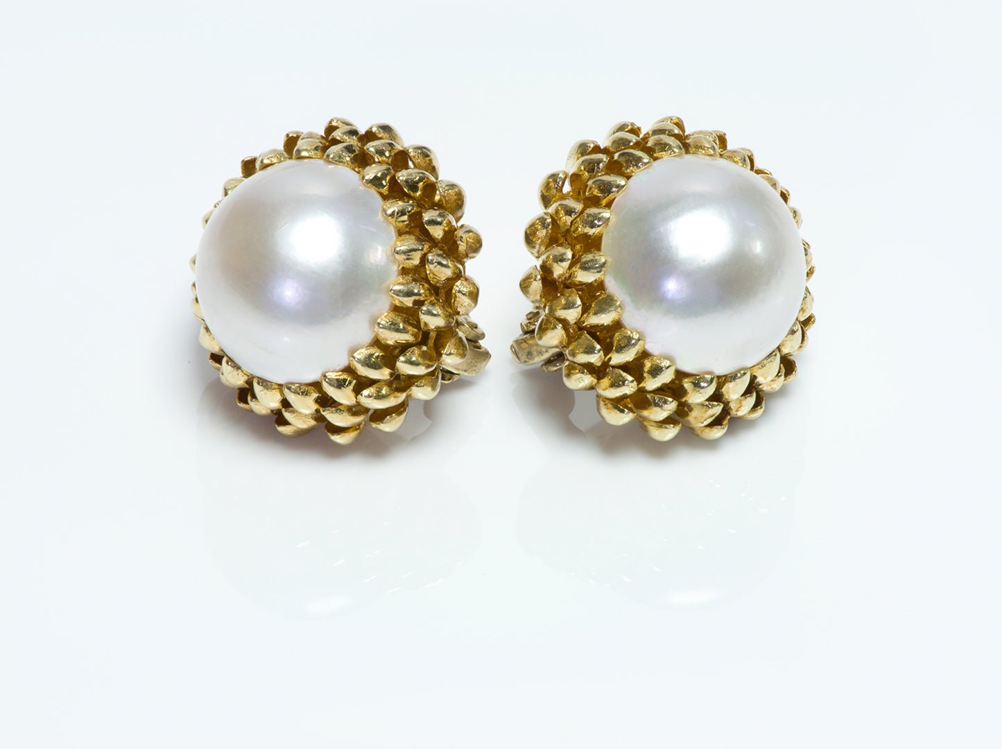 Vintage 18K Yellow Gold Pearl Earrings