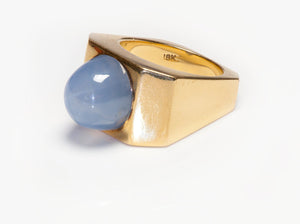 Vintage 18K Yellow Gold Star Sapphire Ring