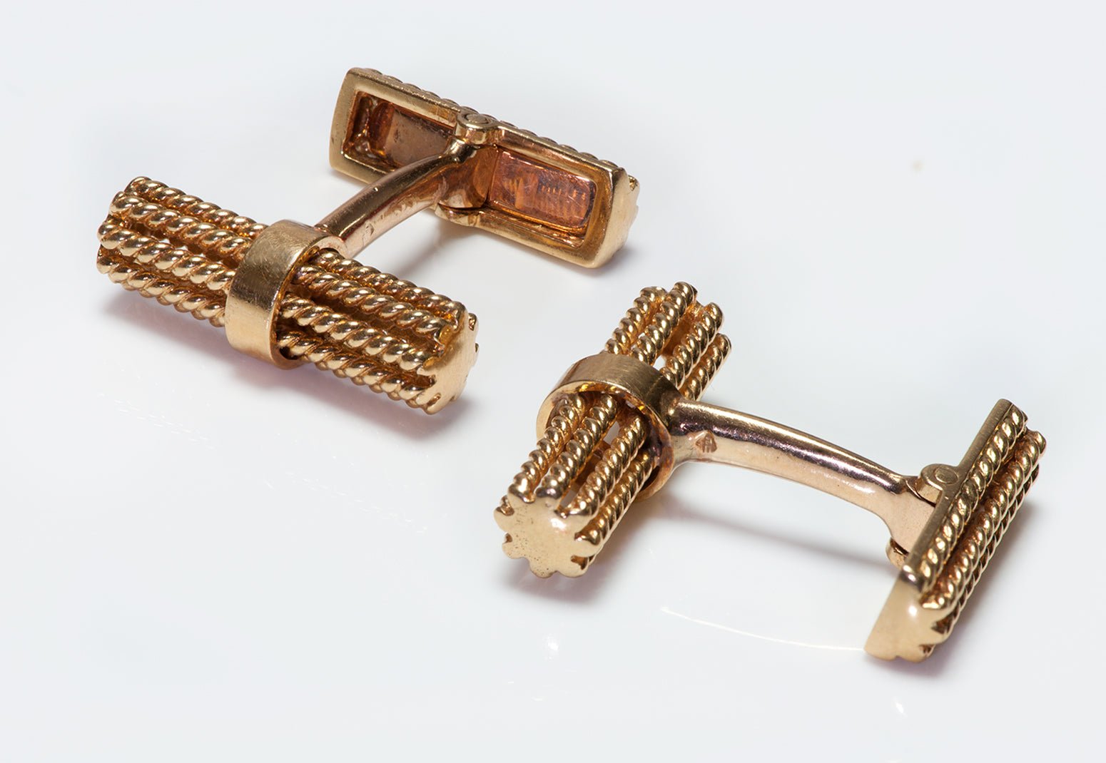 Vintage 18K Yellow Gold Twisted Rope Cufflinks