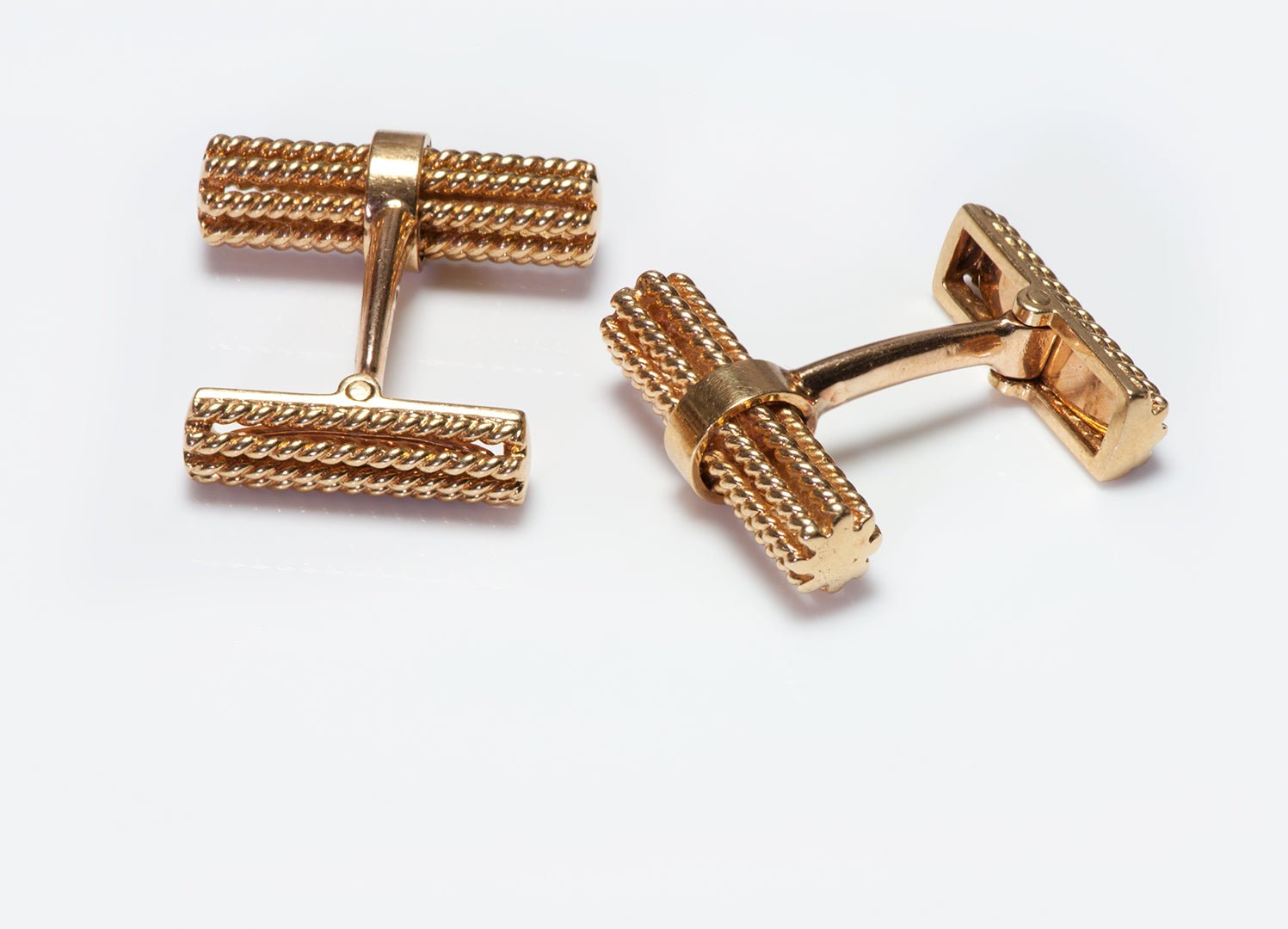 Vintage 18K Yellow Gold Twisted Rope Cufflinks