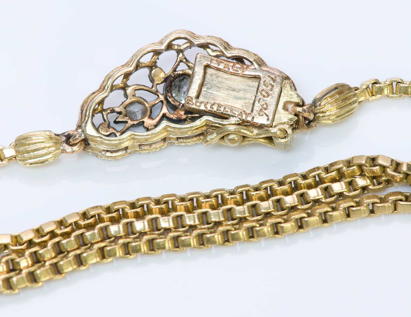 Vintage 1930's Buccellati 18K Gold Sapphire Diamond Pendant Necklace