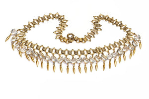 Vintage 1930’s Miriam Haskell Crystal Tassel Chain Rivière Style Necklace