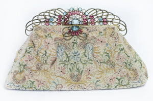 Vintage 1940’s Josef Beaded Bag with HOBE Crystal Frame