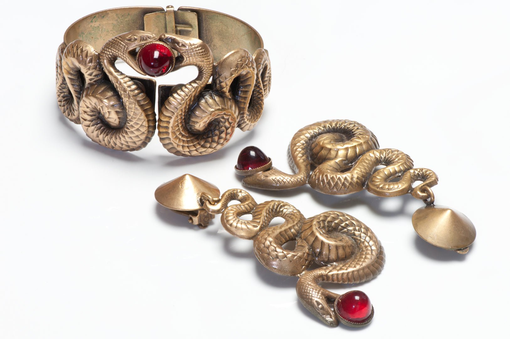 Vintage 1940’s Joseff of Hollywood Cleopatra Snake Earrings Bracelet Set