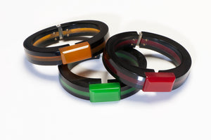Vintage 1940's Yellow Green Red Bakelite Set of 3 Bangles Bracelets