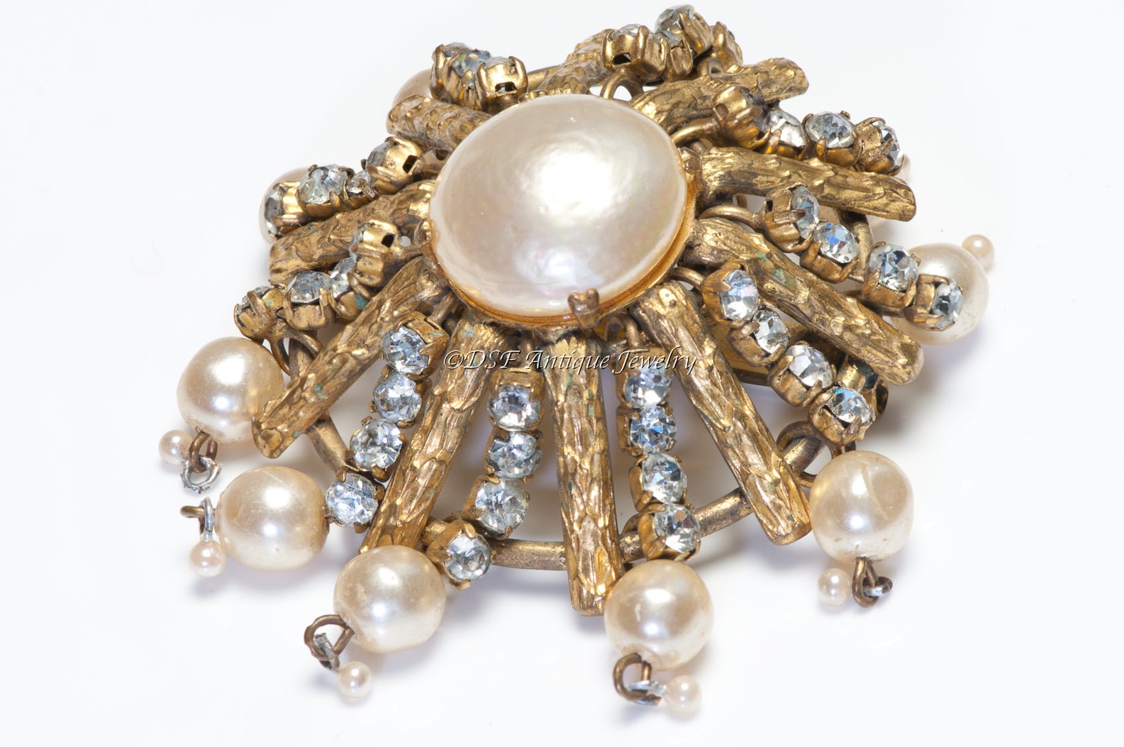 Vintage 1950’s Chanel Paris Robert Goossens Pearl Crystal Flower Brooch
