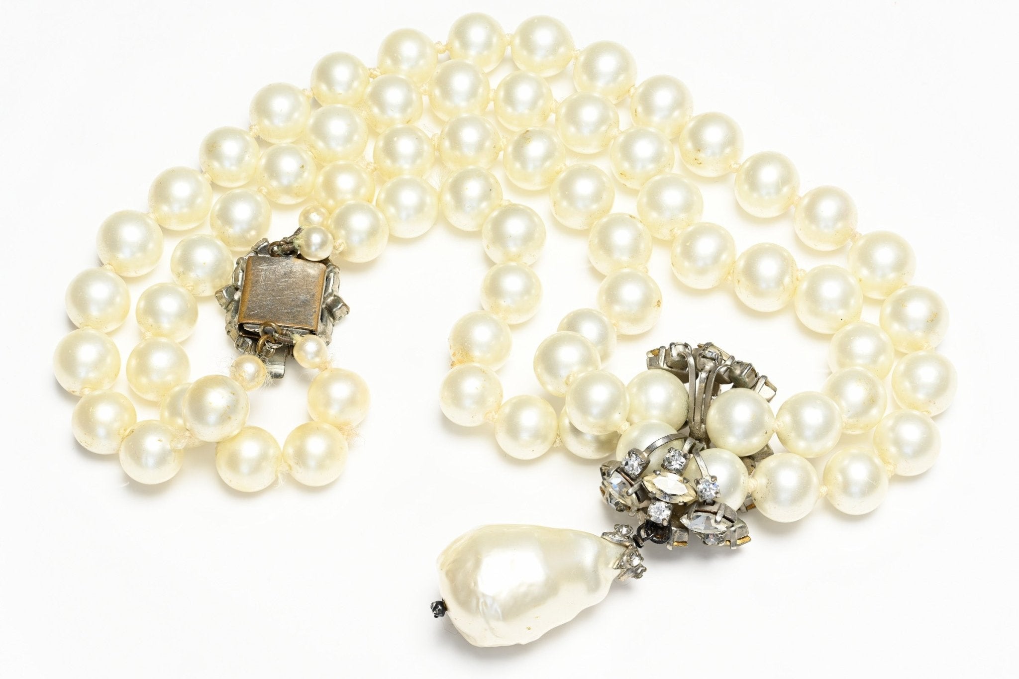 Vintage 1950's Christian Dior Paris Couture Roger Jean-Pierre Pearl Crystal Necklace