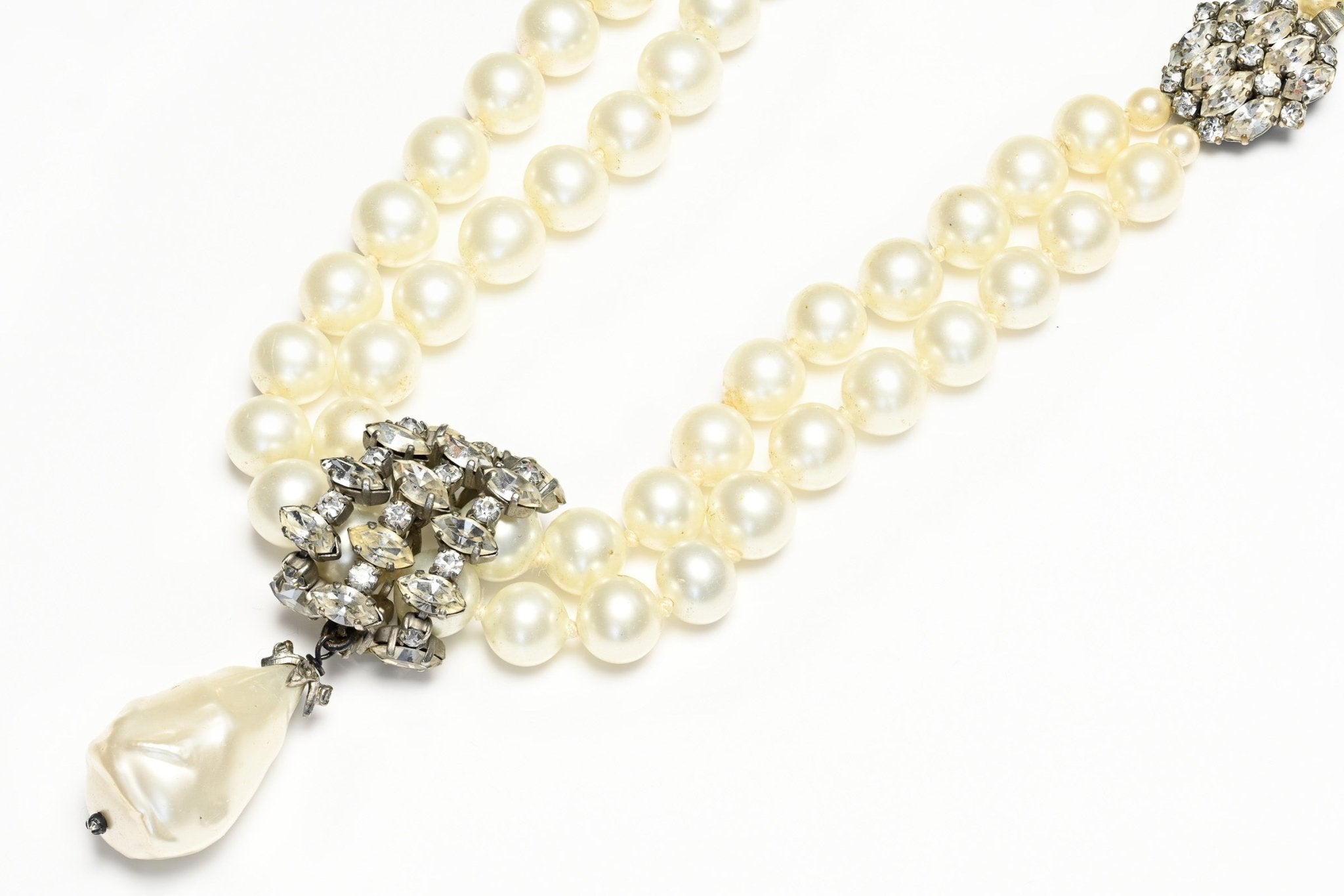 Vintage 1950's Christian Dior Paris Couture Roger Jean-Pierre Pearl Crystal Necklace
