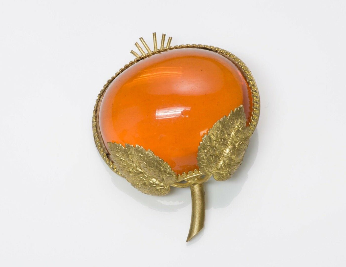 Vintage 1950's Countess Cissy Zoltowska CIS Orange Glass Brooch