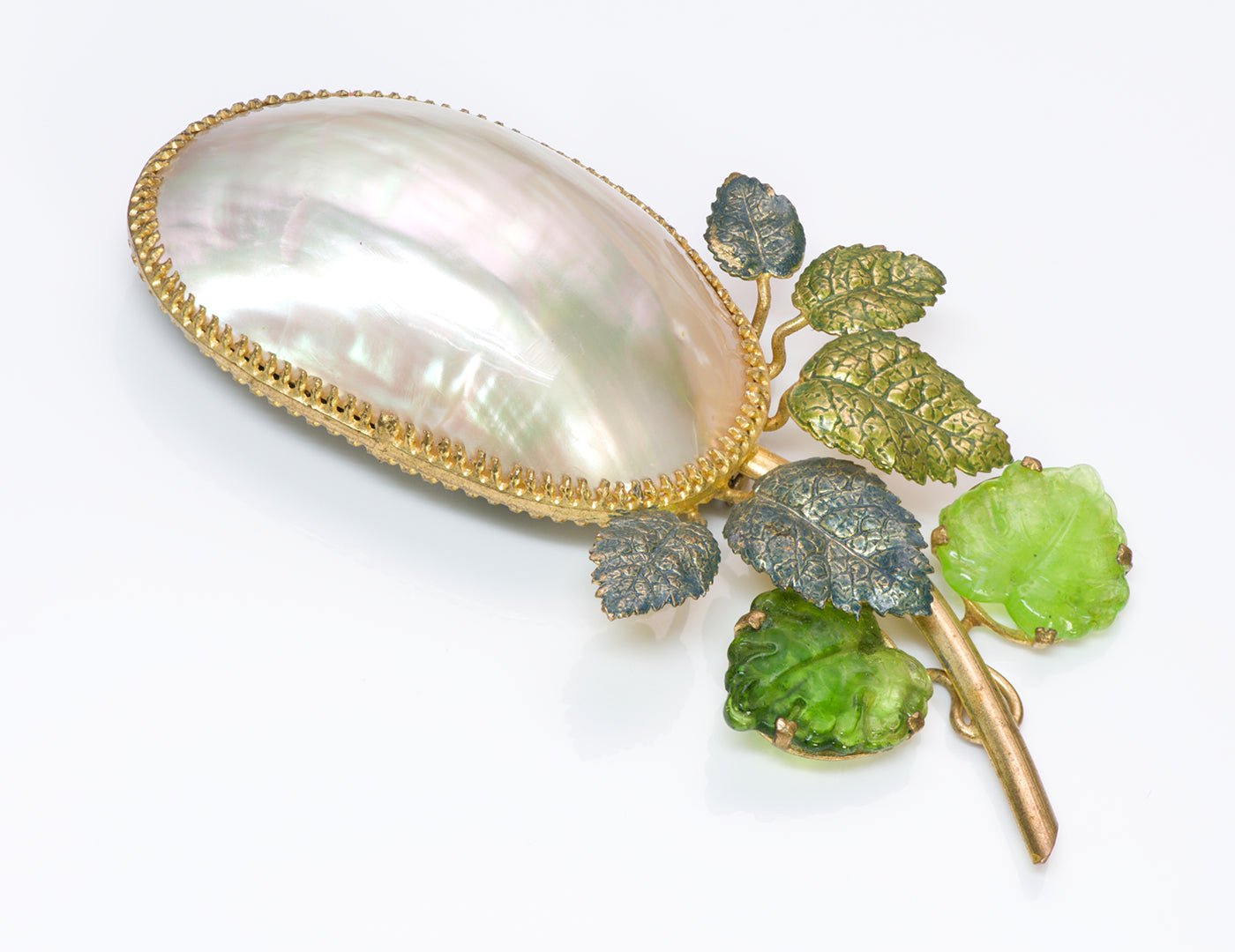 Vintage 1950's Countess Cissy Zoltowska CIS Pearl Glass Leaf Brooch