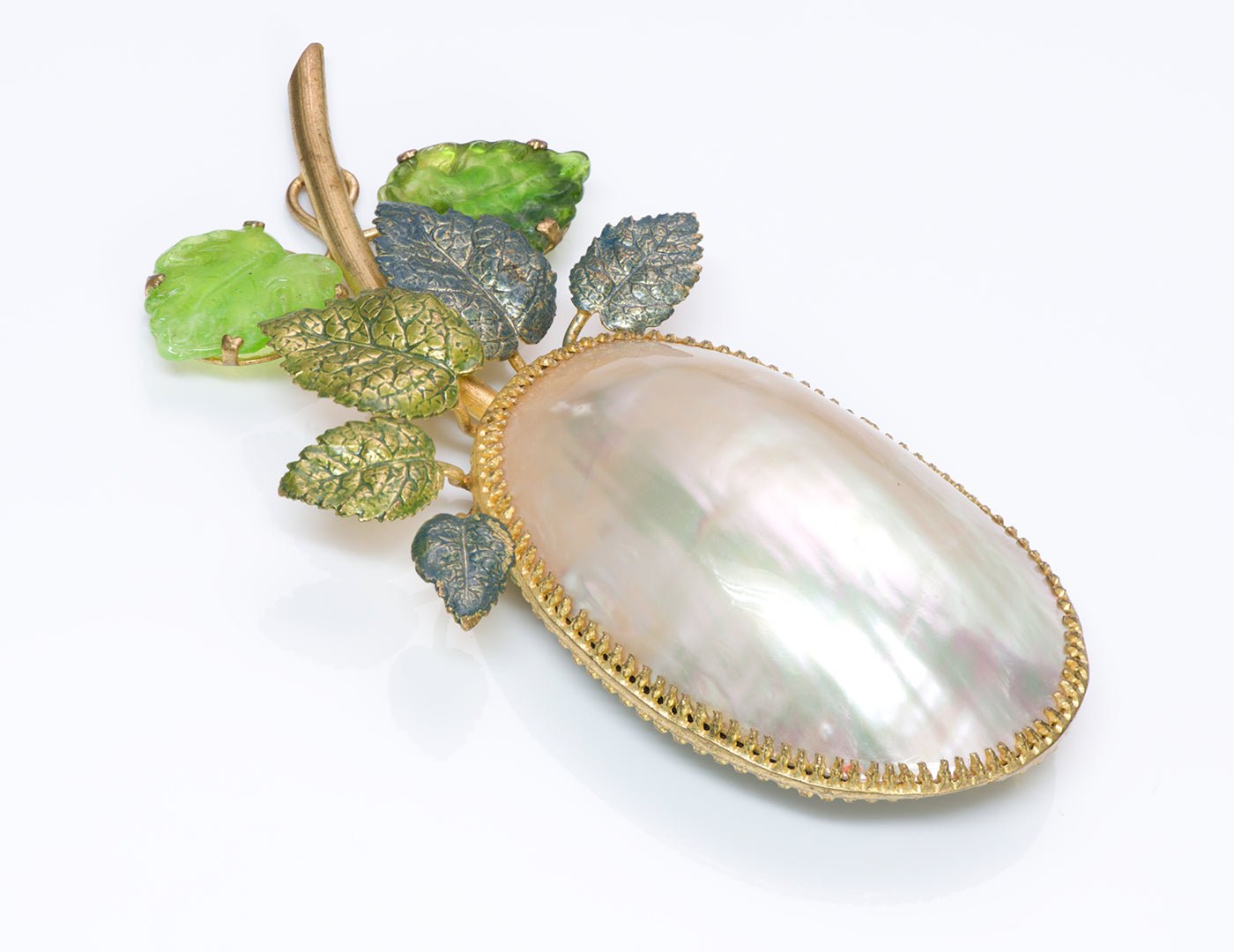 Vintage 1950's Countess Cissy Zoltowska CIS Pearl Glass Leaf Brooch