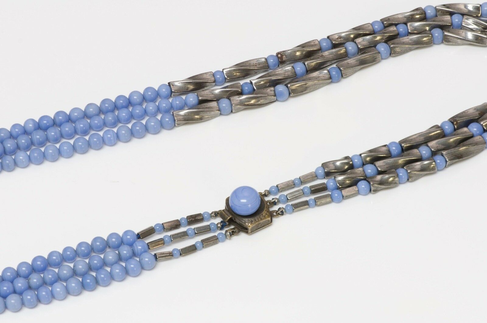 Vintage 1950's Louis Rousselet Blue Glass Beads Necklace