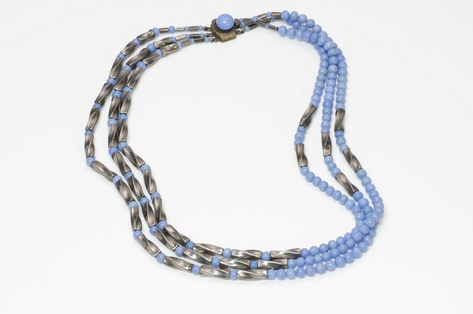 Vintage 1950's Louis Rousselet Blue Glass Beads Necklace