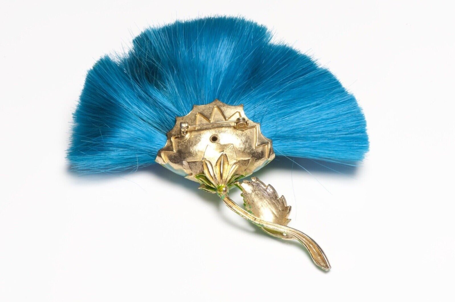 Vintage 1960’s Hattie Carnegie Dynel Blue Yellow Enamel Flower Brooch