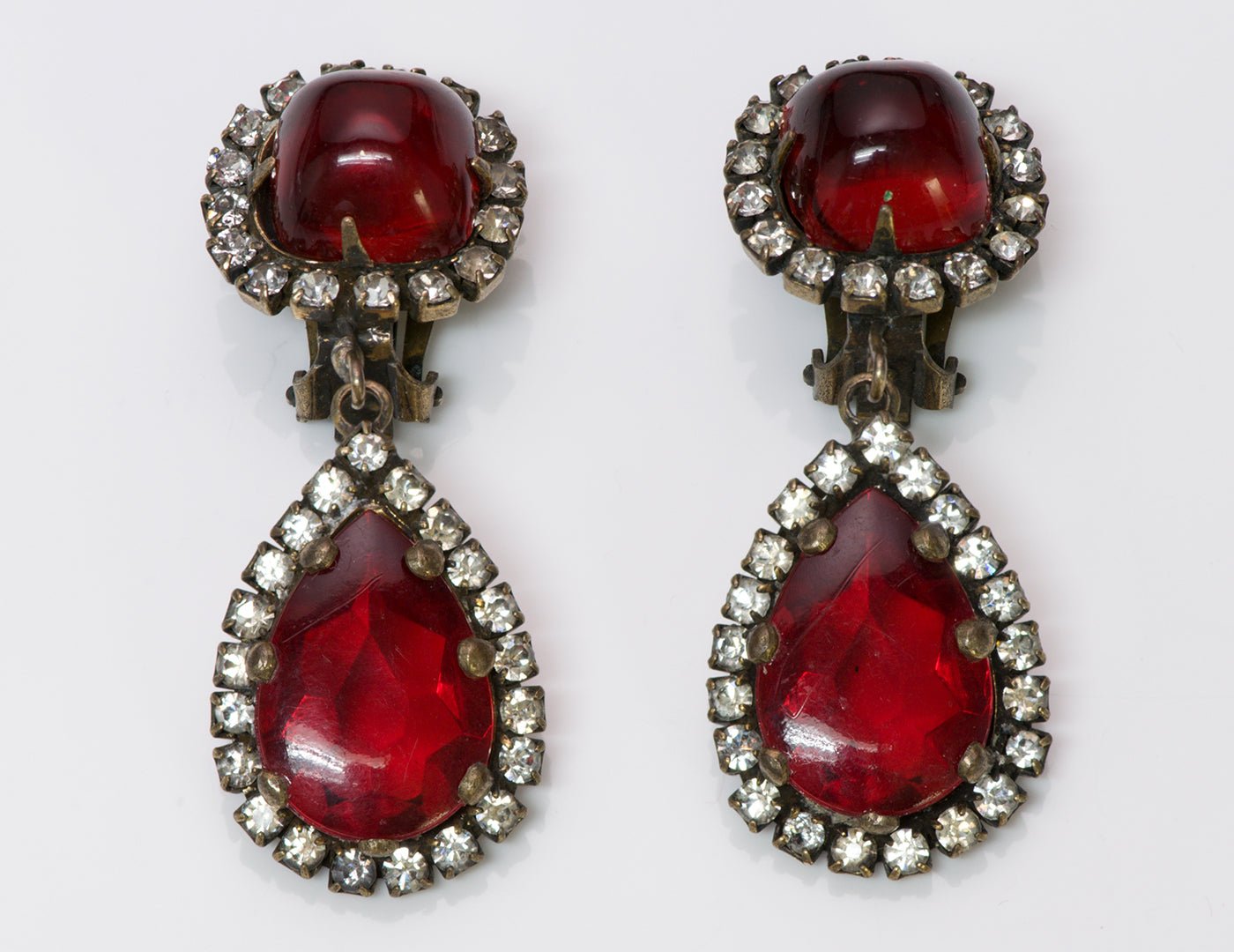 Vintage 1960's Kenneth Jay Lane KJL Red Crystal Earrings