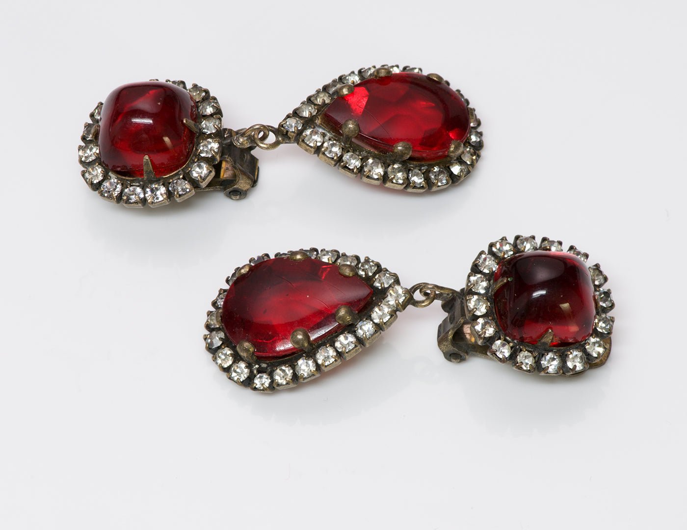 Vintage 1960's Kenneth Jay Lane KJL Red Crystal Earrings