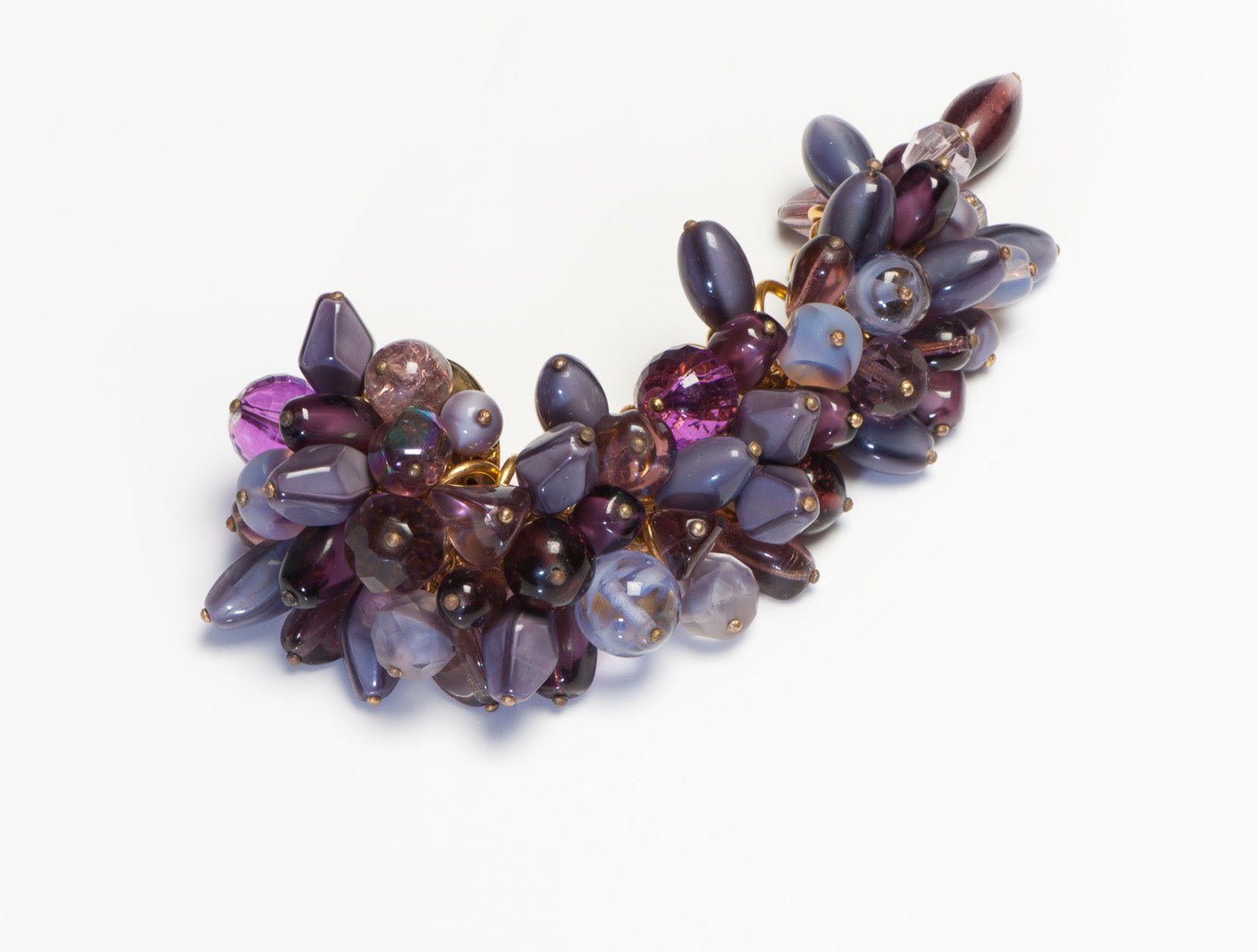 Vintage 1960's Purple Glass Beads Articulated Brooch