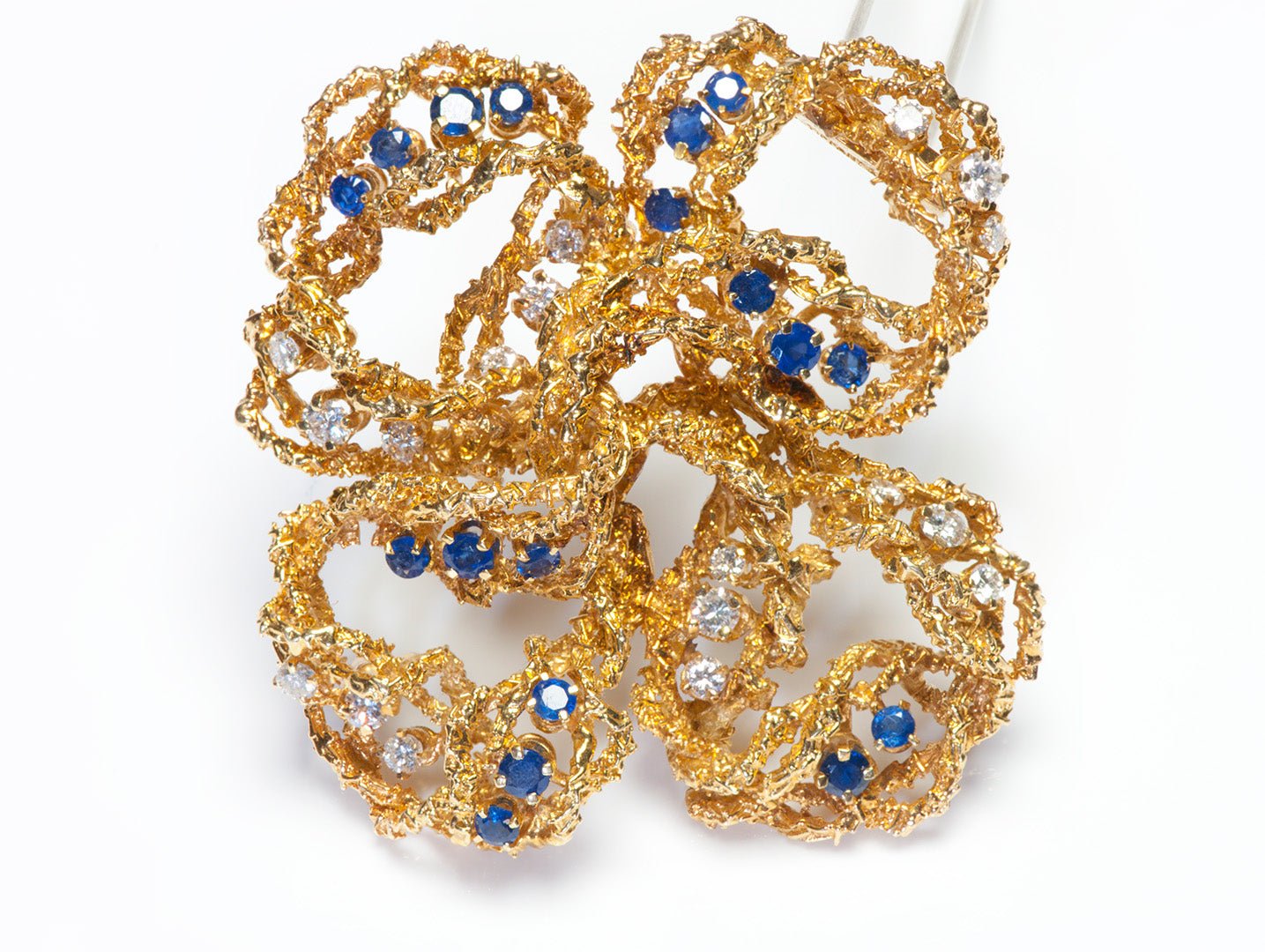 Vintage 1960's Tiffany & Co. 18K Gold Sapphire Diamond Brooch