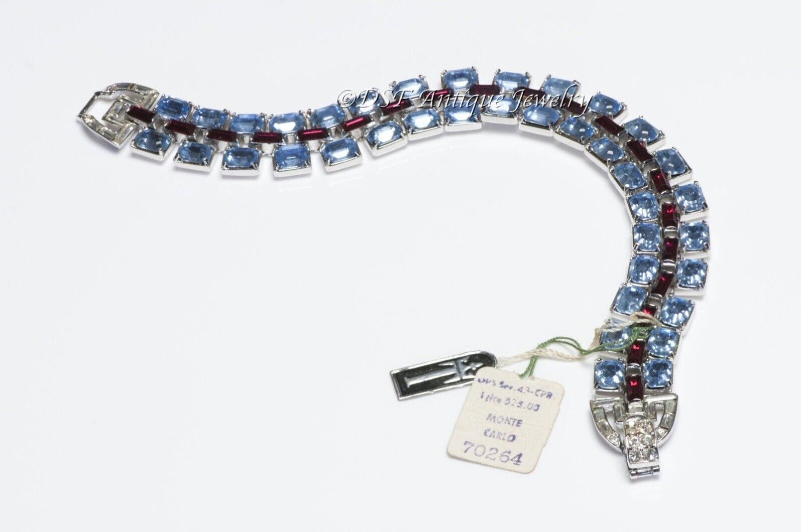 Vintage 1960’s Trifari Alfred Philippe Blue Red Crystal Bracelet