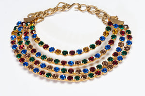 Vintage 1960’s Wide Red Blue Green Yellow Crystal Collar Necklace