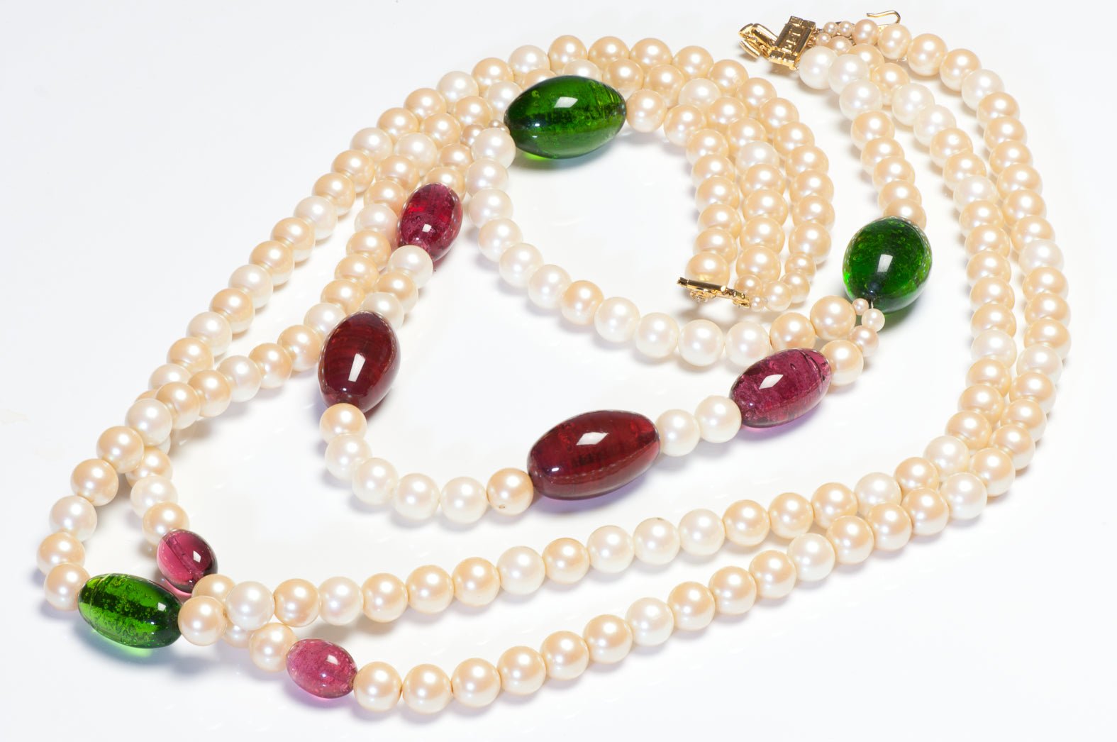 Vintage 1970’s William DeLillo for Adolfo Gripoix Glass Beads Pearl Necklace