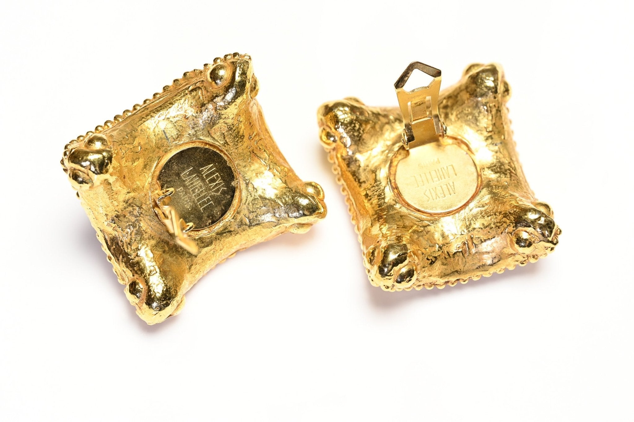 Vintage 1980's Alexis Lahellec Paris Gold Plated Pearl Crystal Earrings