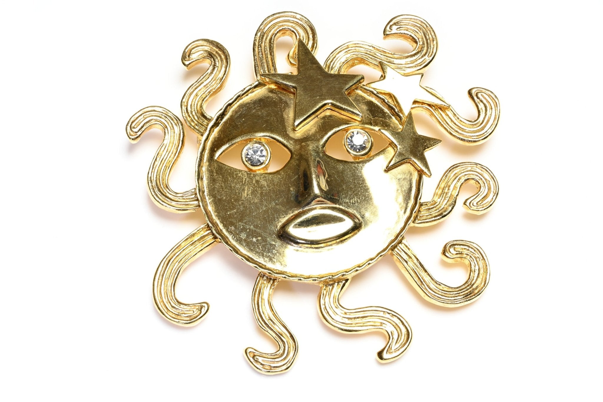 Vintage 1980's Butler & Wilson Gold Plated Sun Star Brooch