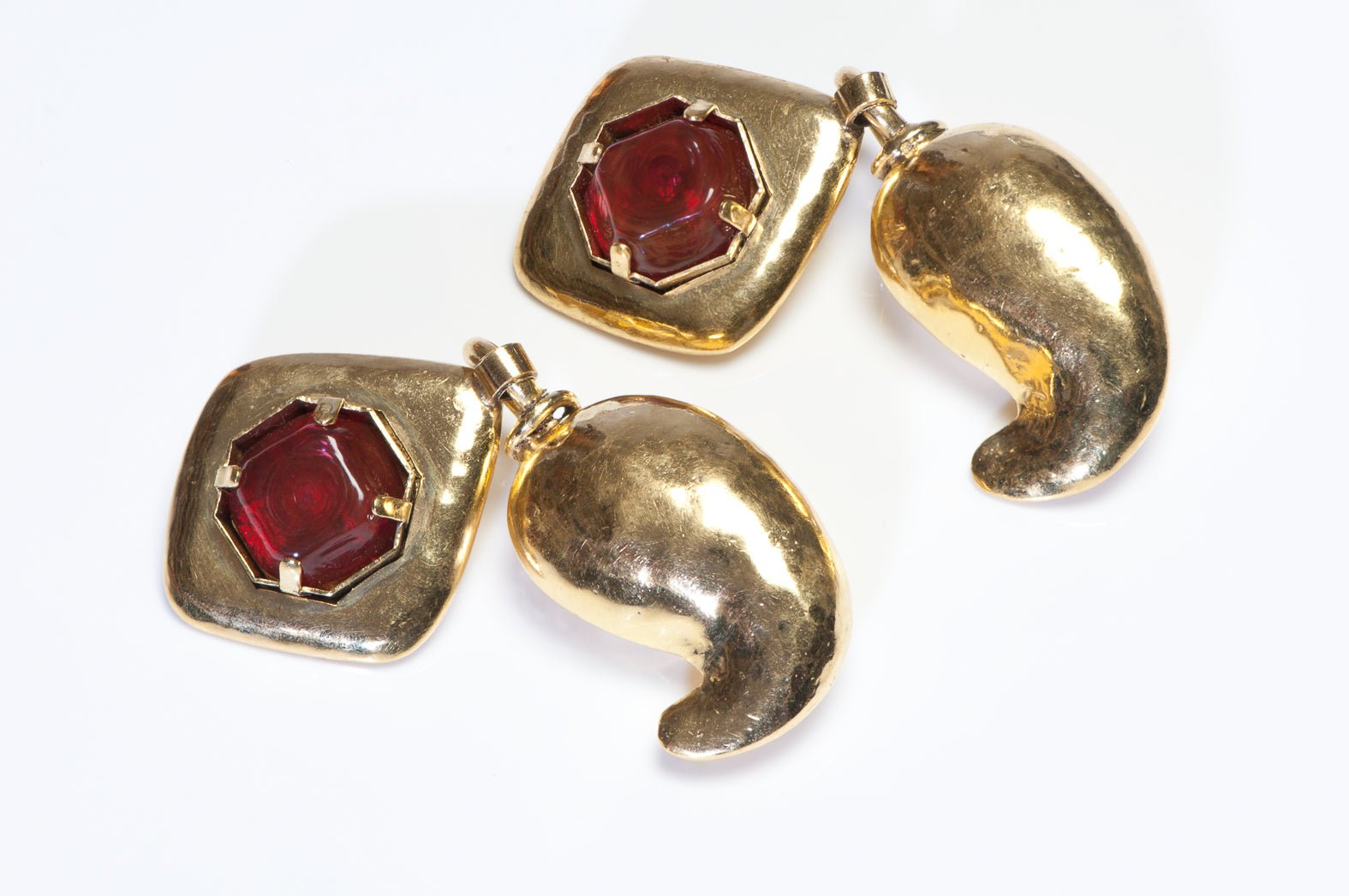 Vintage 1980’s Frances Patiky Stein FPS Maison Gripoix Red Glass Earrings