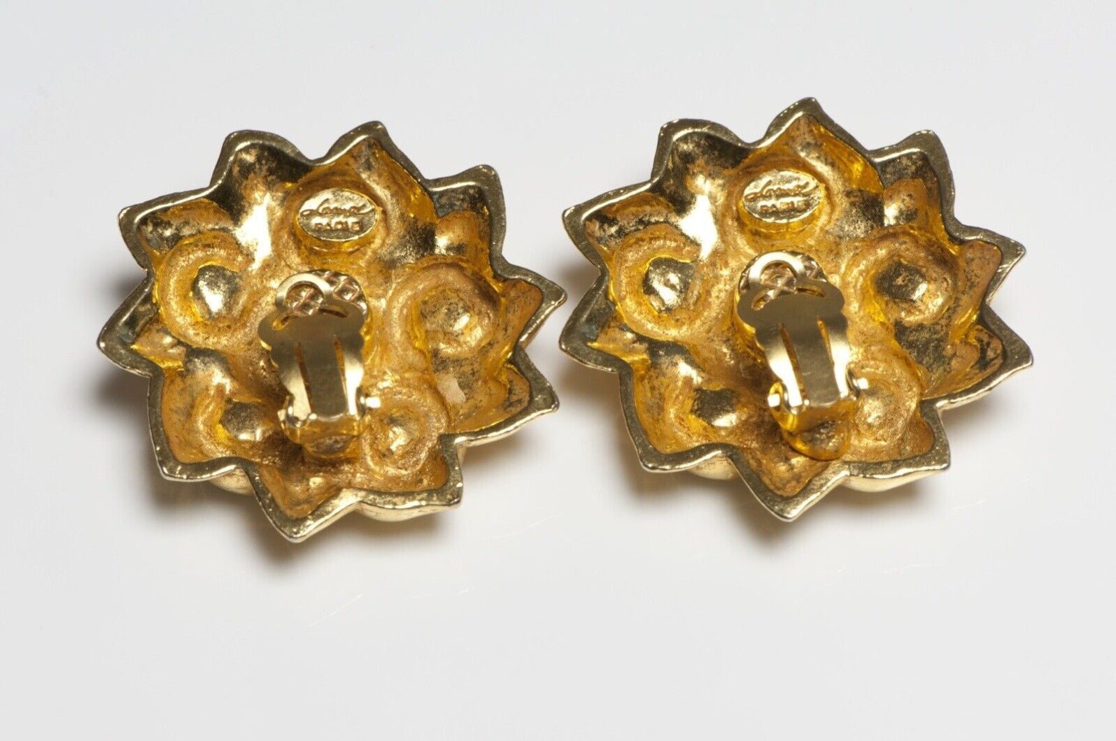 Vintage 1980's French Gold Plated Crystal Flower Earrings