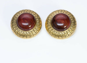 Vintage 1980’s French Textured Red Enamel Round Earrings