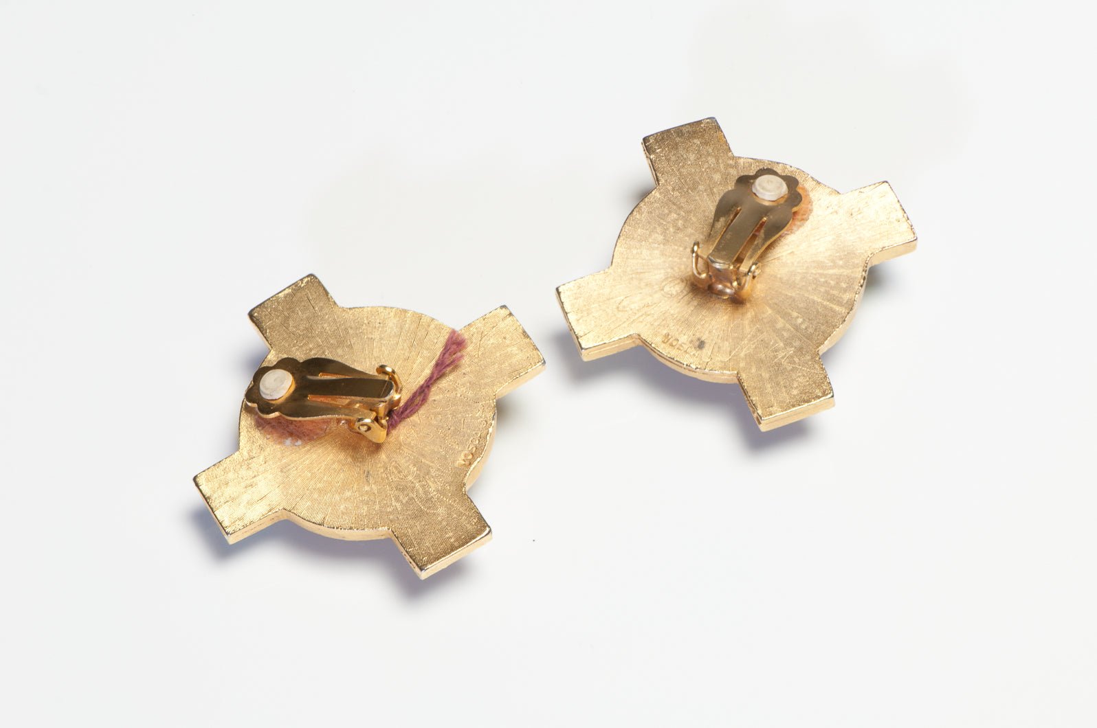Vintage 1989 Gerard Yosca Gold Plated Brown Glass Earrings