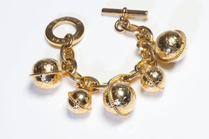 Vintage 1990 Celine Paris Gold Plated Triomphe Star Ball Charm Bracelet