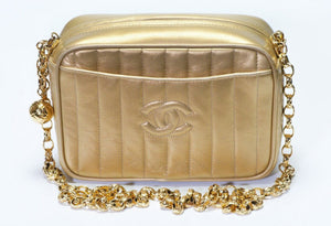 Vintage 1990’s CHANEL CC Gold Leather Chain Mini Crossbody Bag