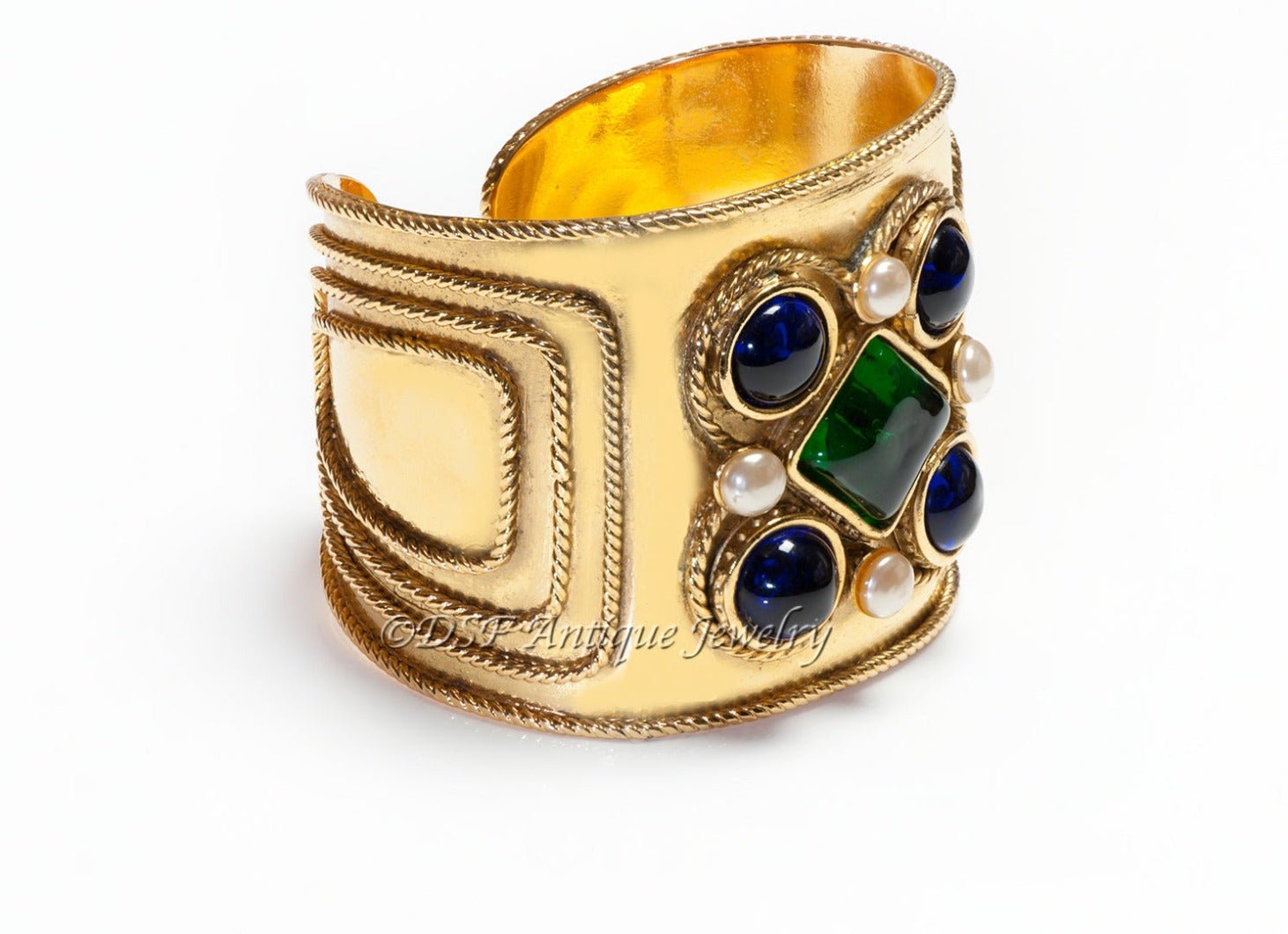 Vintage 1990's Chanel Paris Maison Gripoix Glass Cuff Bracelet