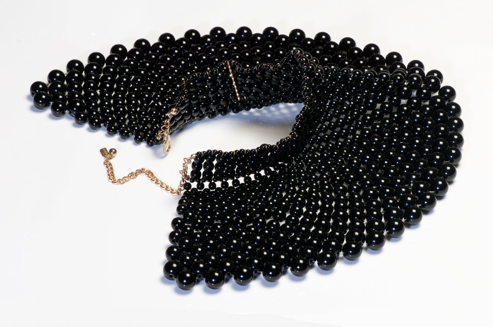 Vintage 1990’s Escada Couture Black Resin Beads Wide Choker Necklace