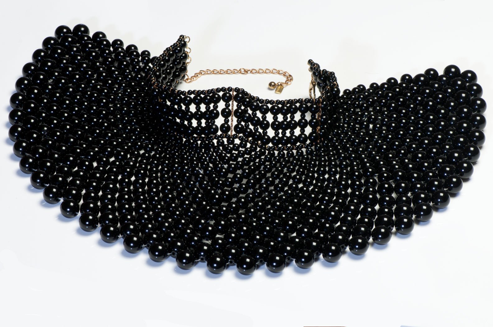 Vintage 1990’s Escada Couture Black Resin Beads Wide Choker Necklace