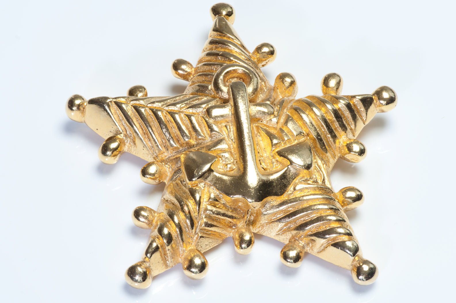 Vintage 1990’s Escada Couture Gold Plated Anchor Starfish Nautical Brooch