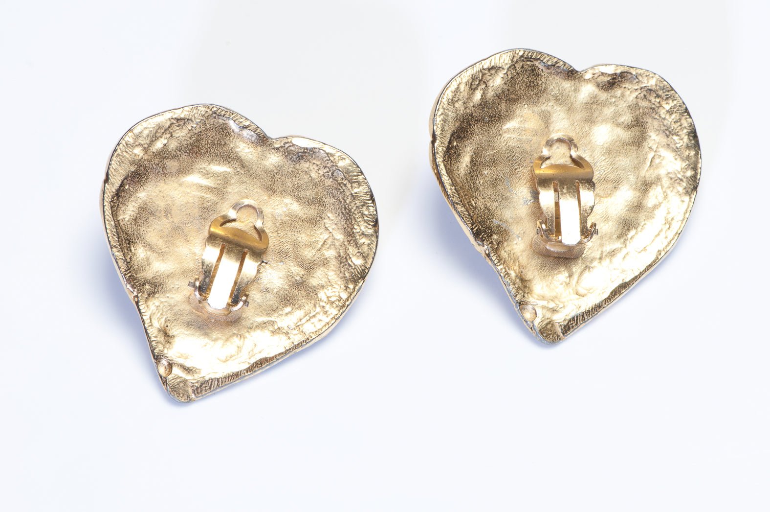 Vintage 1990’s French Gold Plated Red Lucite Heart Earrings
