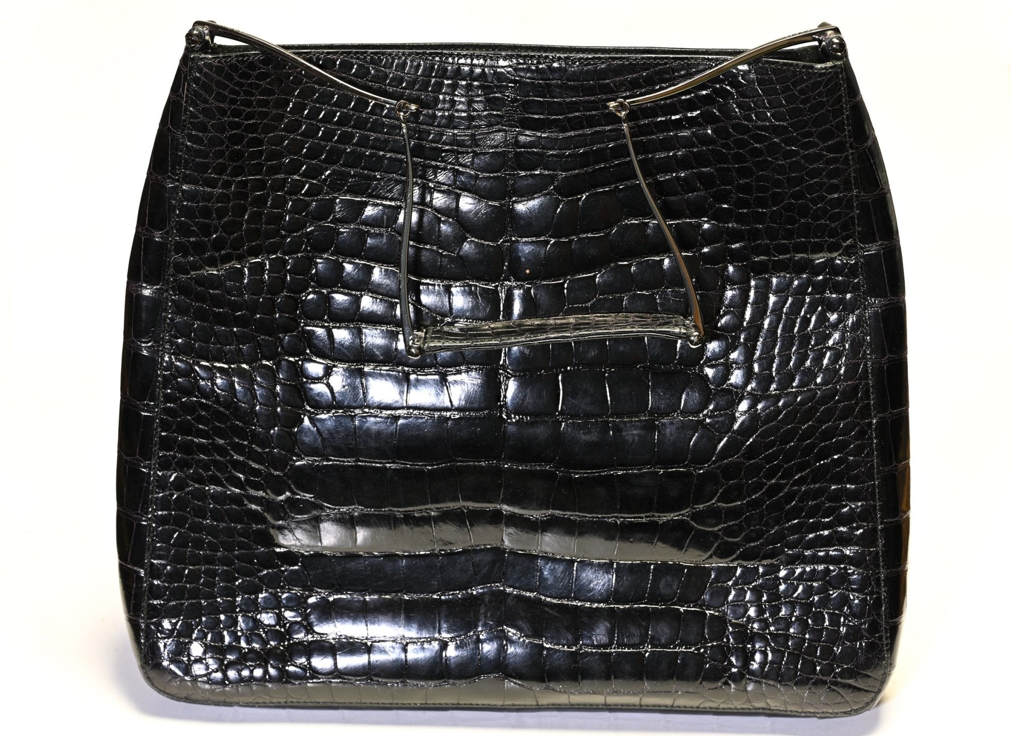 Vintage 1990's Gucci by Tom Ford Black Alligator Horsebit Shoulder Bag
