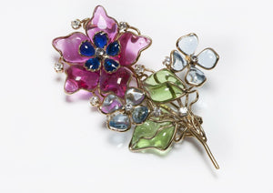 Vintage 1990’s Maison Gripoix Poured Glass Flower Brooch