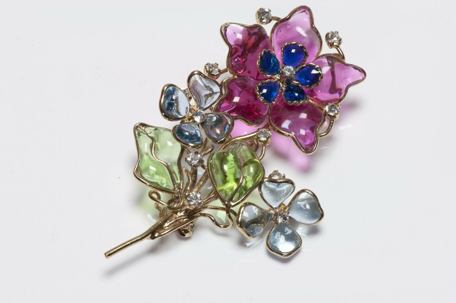 Vintage 1990’s Maison Gripoix Poured Glass Flower Brooch