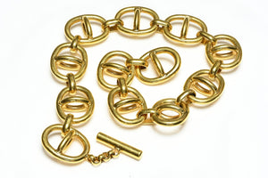 Vintage 1992 Gucci by Tom Ford Large Gold Plated Mariner Chain Toggle Necklace