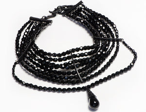 Christian Dior Couture 1998 by John Galliano Black Crystal Maasai Masai Choker Necklace