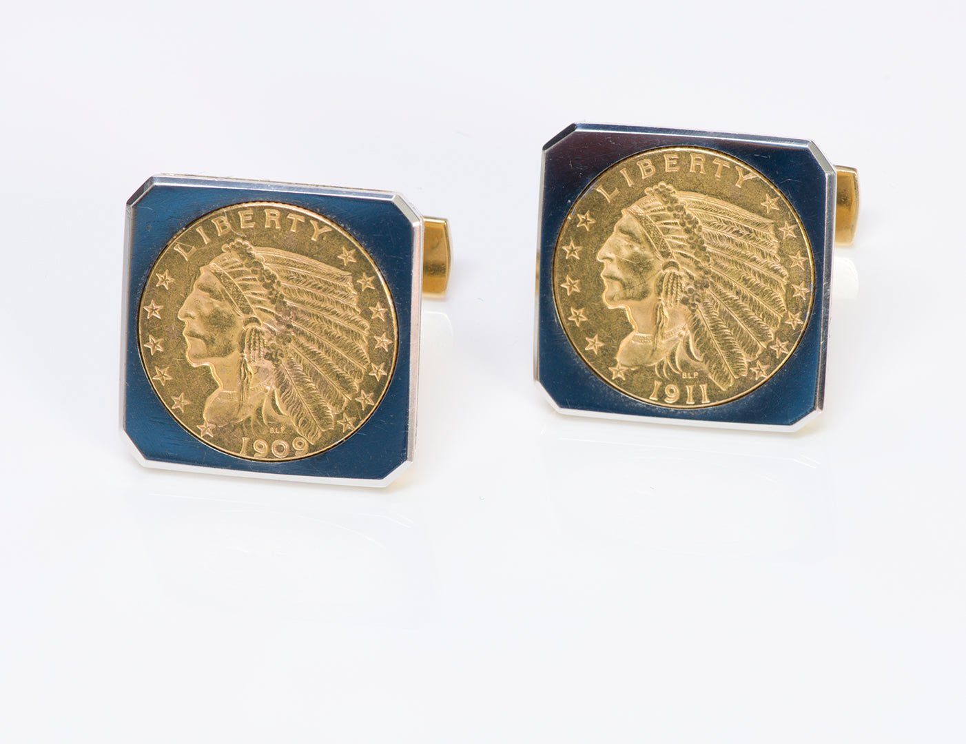 Vintage 22K Gold Indian Coin Cufflinks & 18K Gold