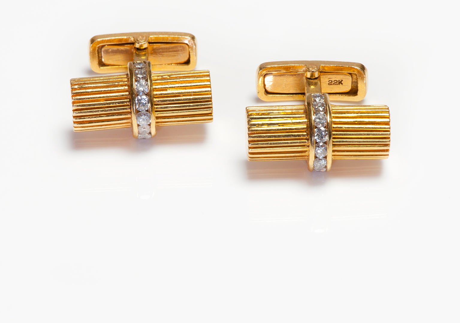 Vintage 22K Yellow Gold Diamond Cufflinks