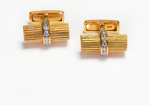 Vintage 22K Yellow Gold Diamond Cufflinks – Ribbed Design